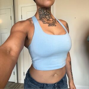 Light Blue Scoop Neck Women’s Crop Tank Top